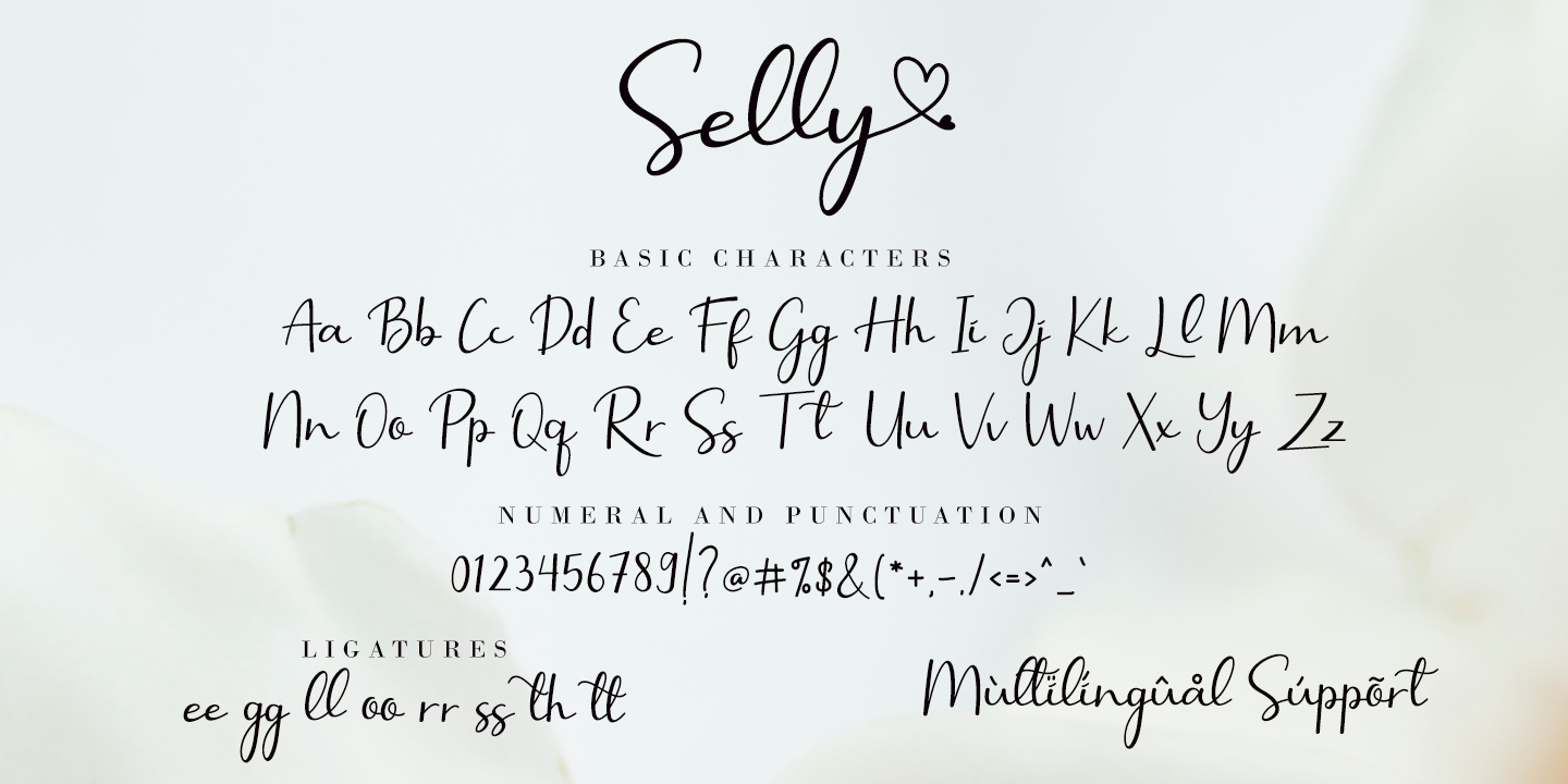Пример шрифта Selly Calligraphy Regular